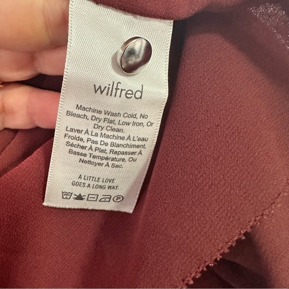 Aritzia Wilfred Deep Burgundy Lourdes Ruffled Crew Neck Blouse Size S - Picture 12 of 13